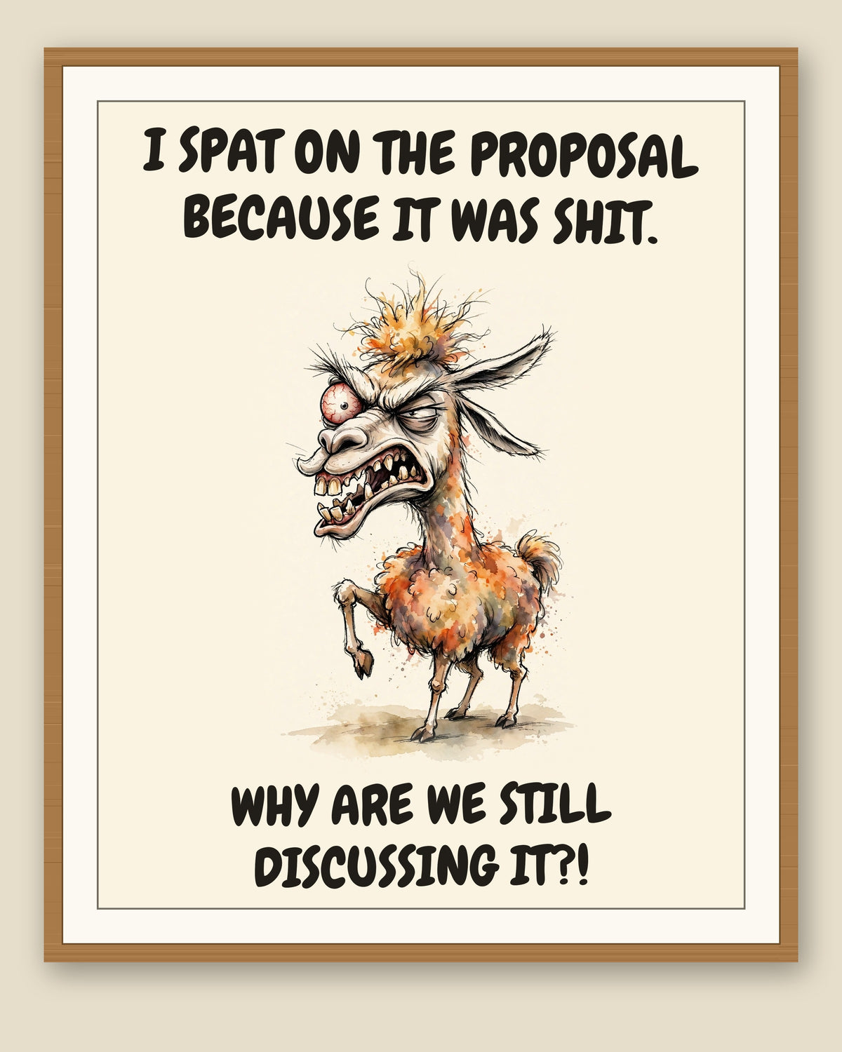 The same print shown framed with a cream mat — frame for display only, not included