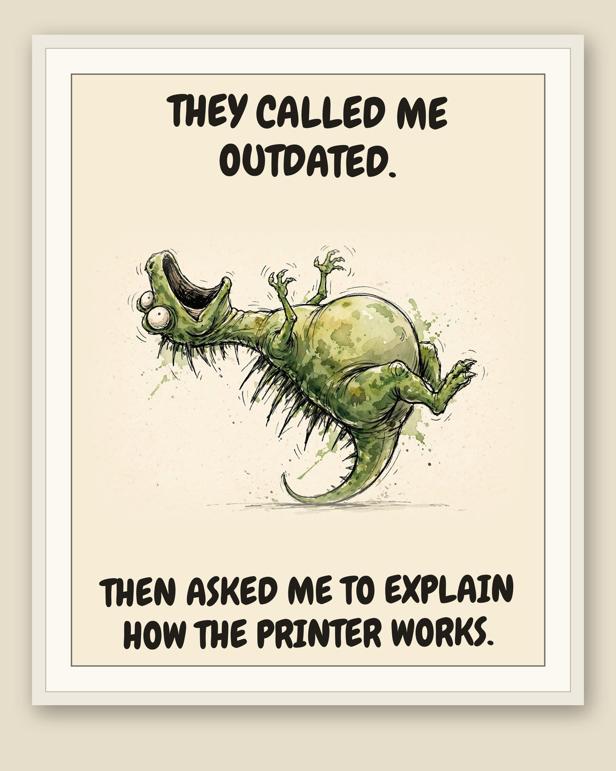 The same print shown framed with a cream mat — frame for display only, not included