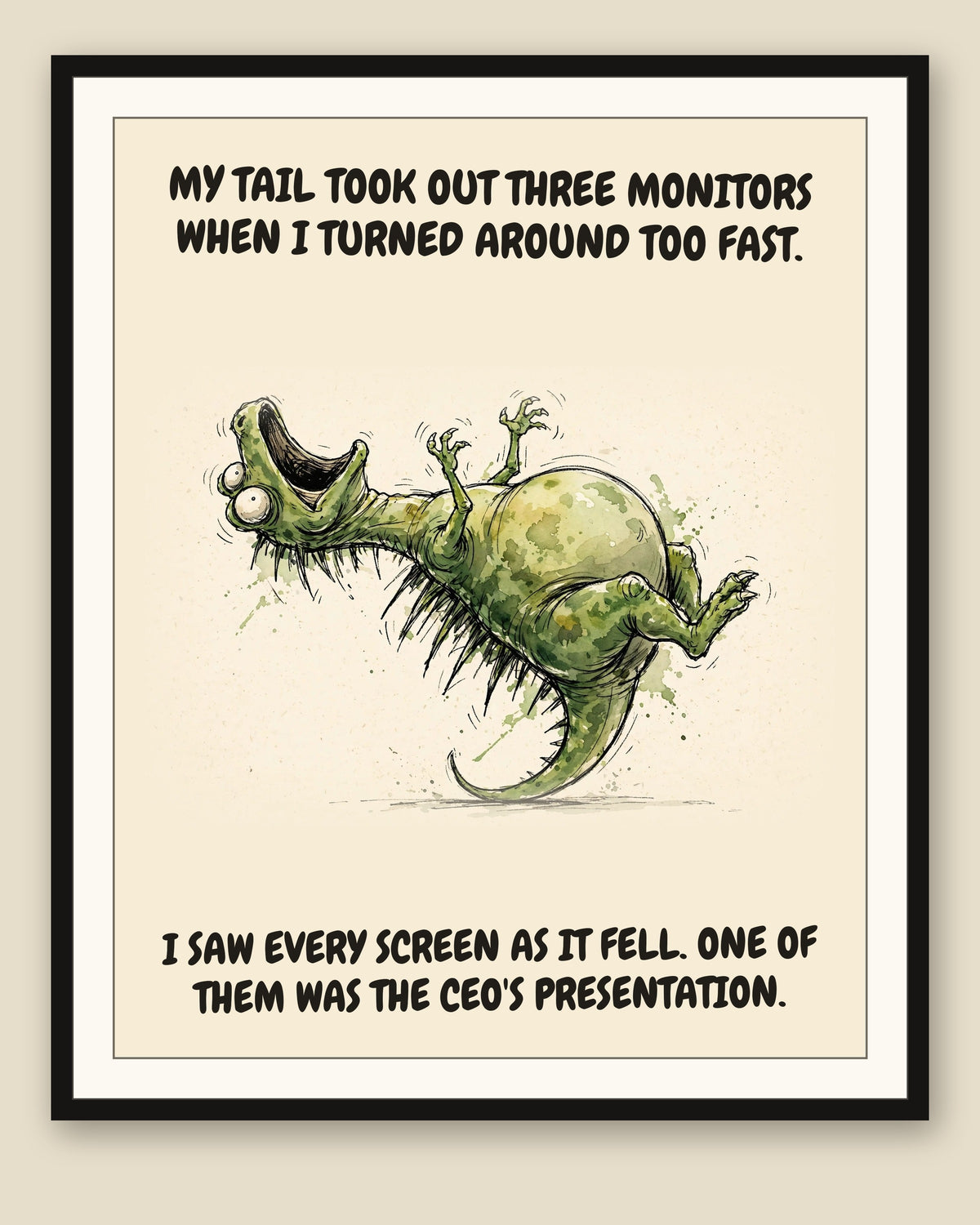 The same print shown framed with a cream mat — frame for display only, not included