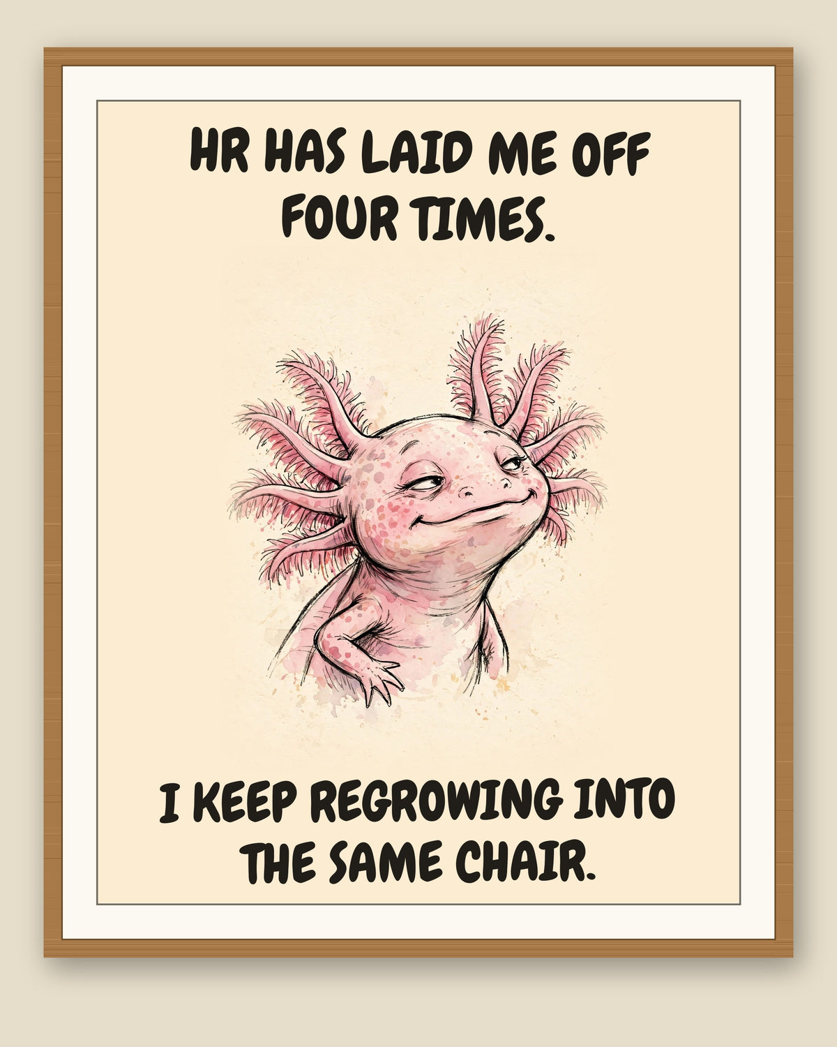 The same print shown framed with a cream mat — frame for display only, not included