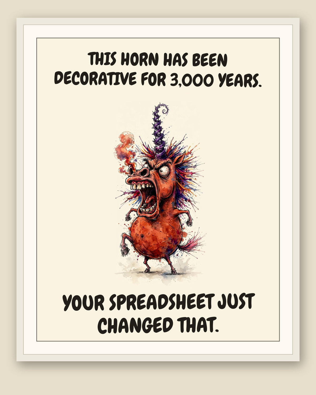 The same print shown framed with a cream mat — frame for display only, not included