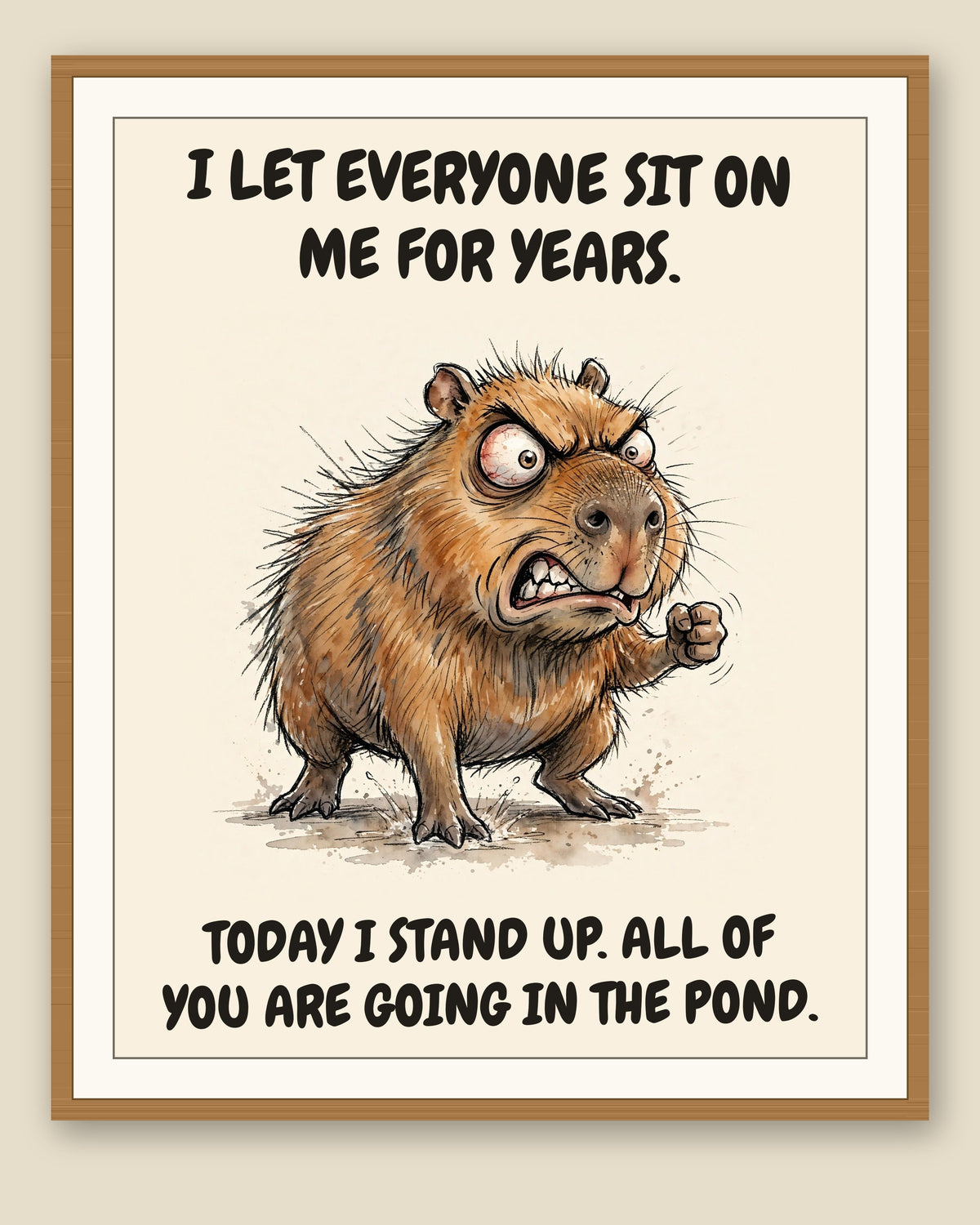 The same print shown framed with a cream mat — frame for display only, not included