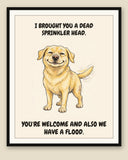 Framed display mockup — frame not included. Smug Labrador Retriever art print.