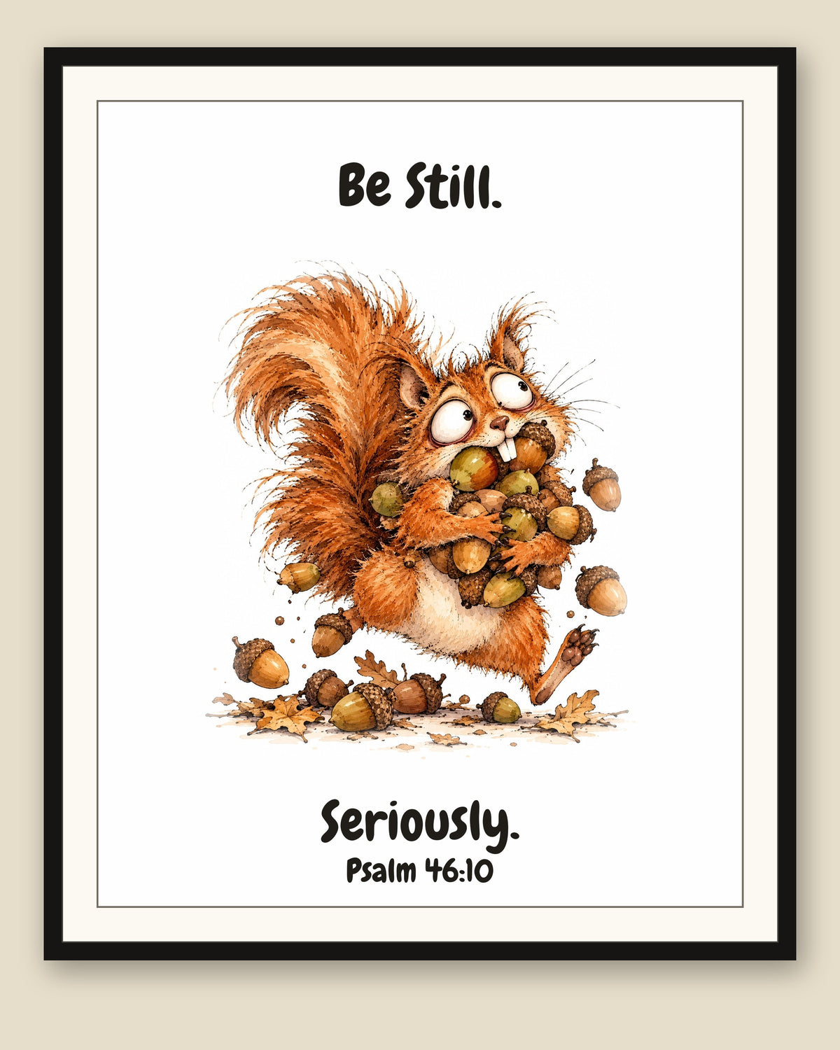 The same print shown framed with a cream mat — frame for display only, not included