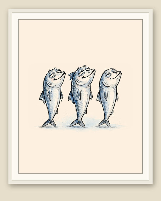 The same wordless print shown framed with a cream mat — frame for display only, not included
