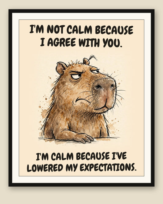 The same print shown framed with a cream mat — frame for display only, not included