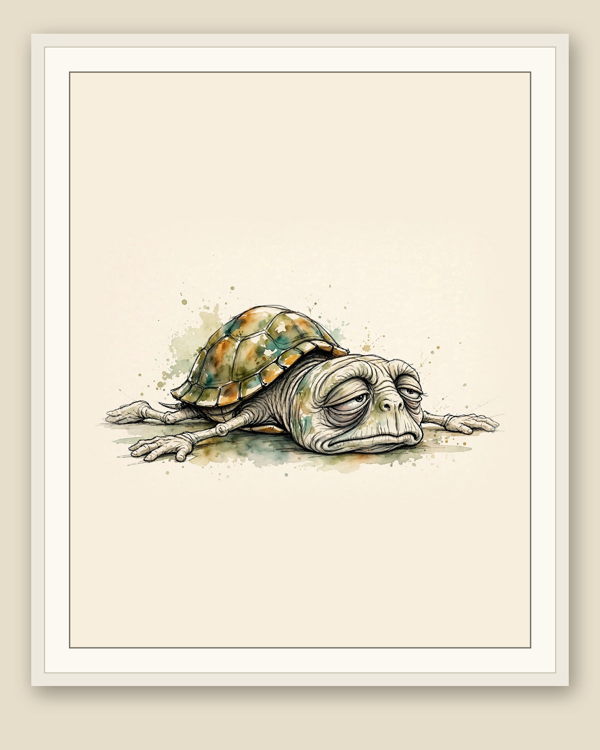 The same wordless print shown framed with a cream mat — frame for display only, not included