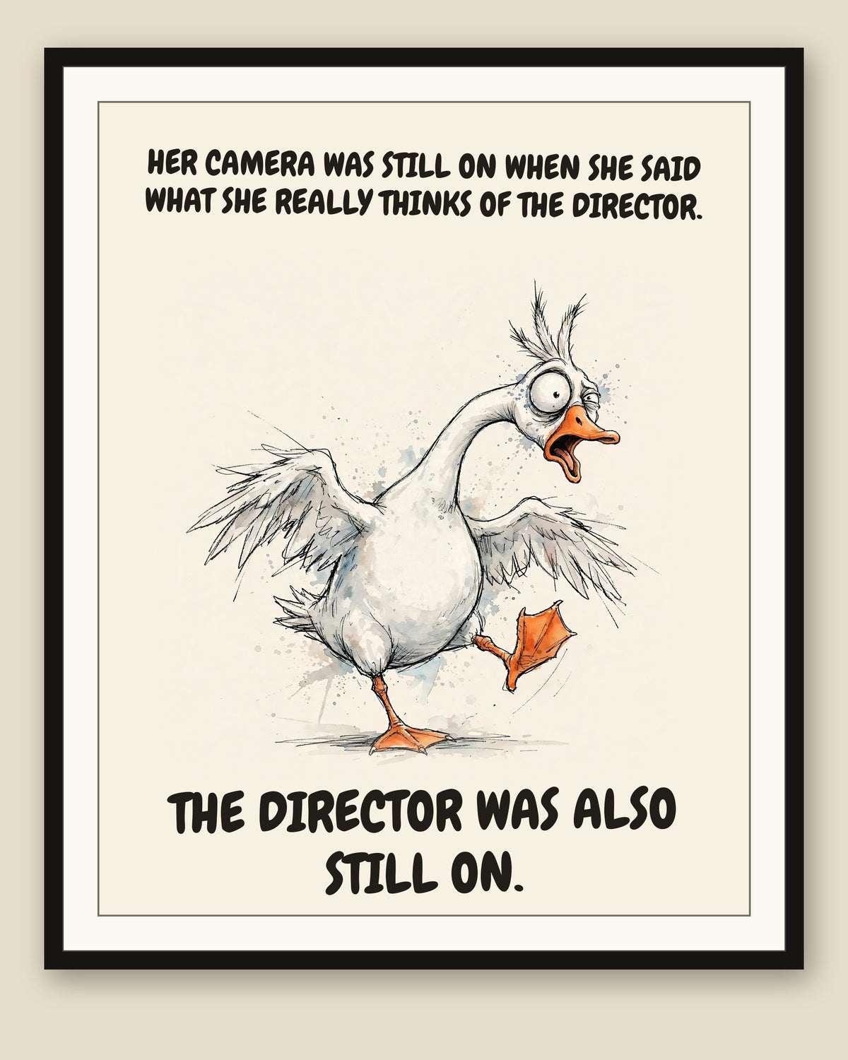 The same print shown framed with a cream mat — frame for display only, not included