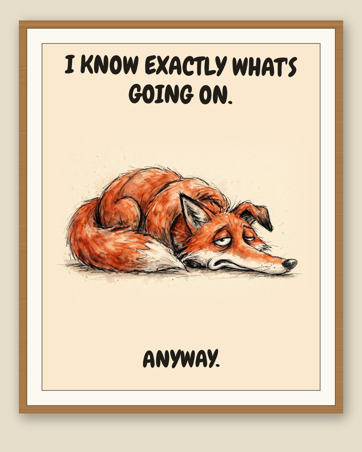 The same print shown framed with a cream mat — frame for display only, not included