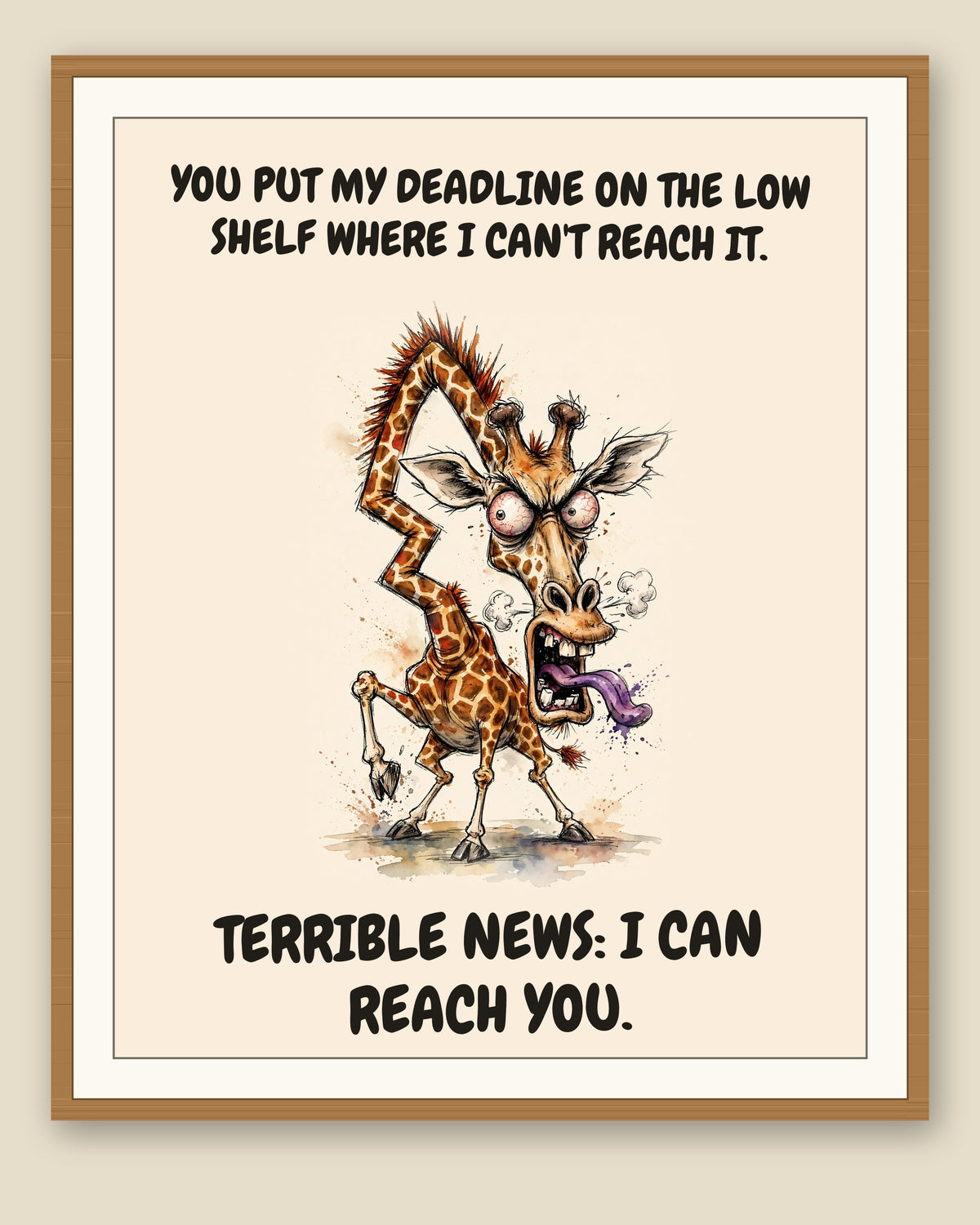 The same print shown framed with a cream mat — frame for display only, not included