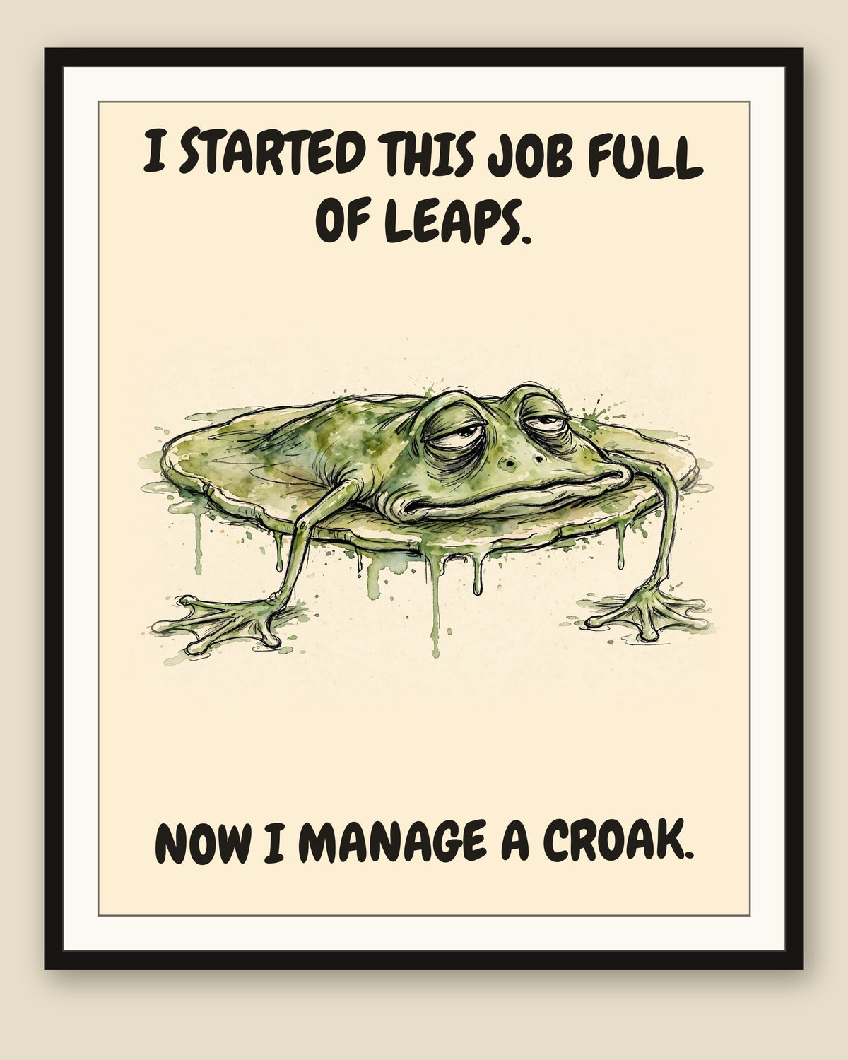 The same print shown framed with a cream mat — frame for display only, not included
