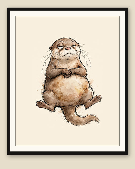 The same wordless print shown framed with a cream mat — frame for display only, not included