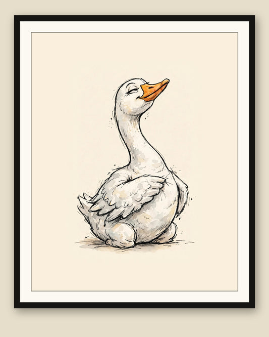 The same wordless print shown framed with a cream mat — frame for display only, not included