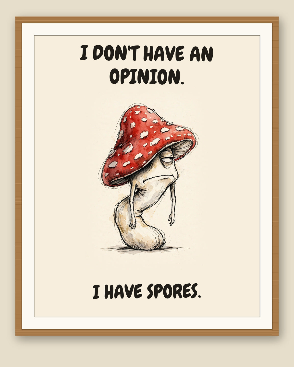 The same print shown framed with a cream mat — frame for display only, not included