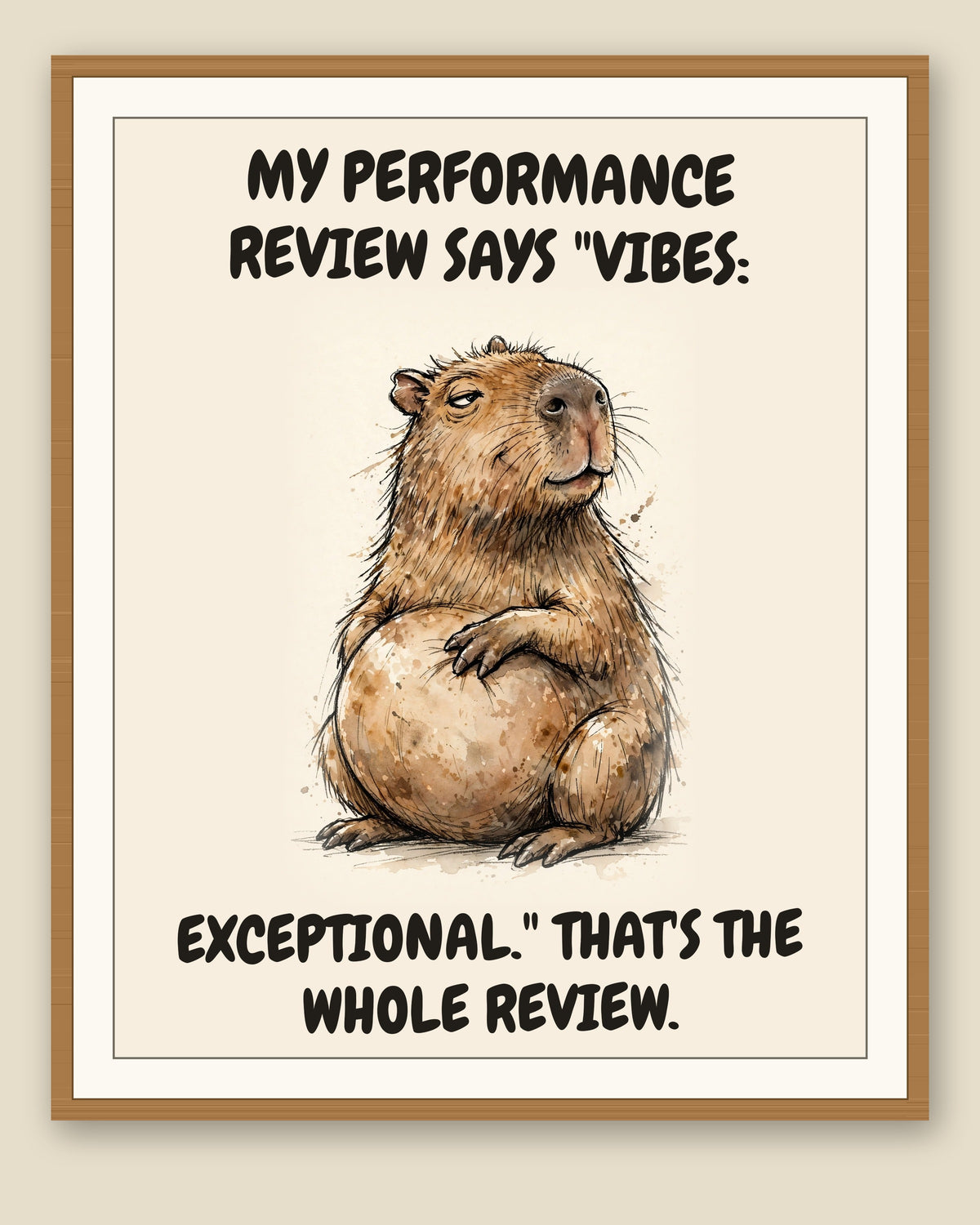 The same print shown framed with a cream mat — frame for display only, not included