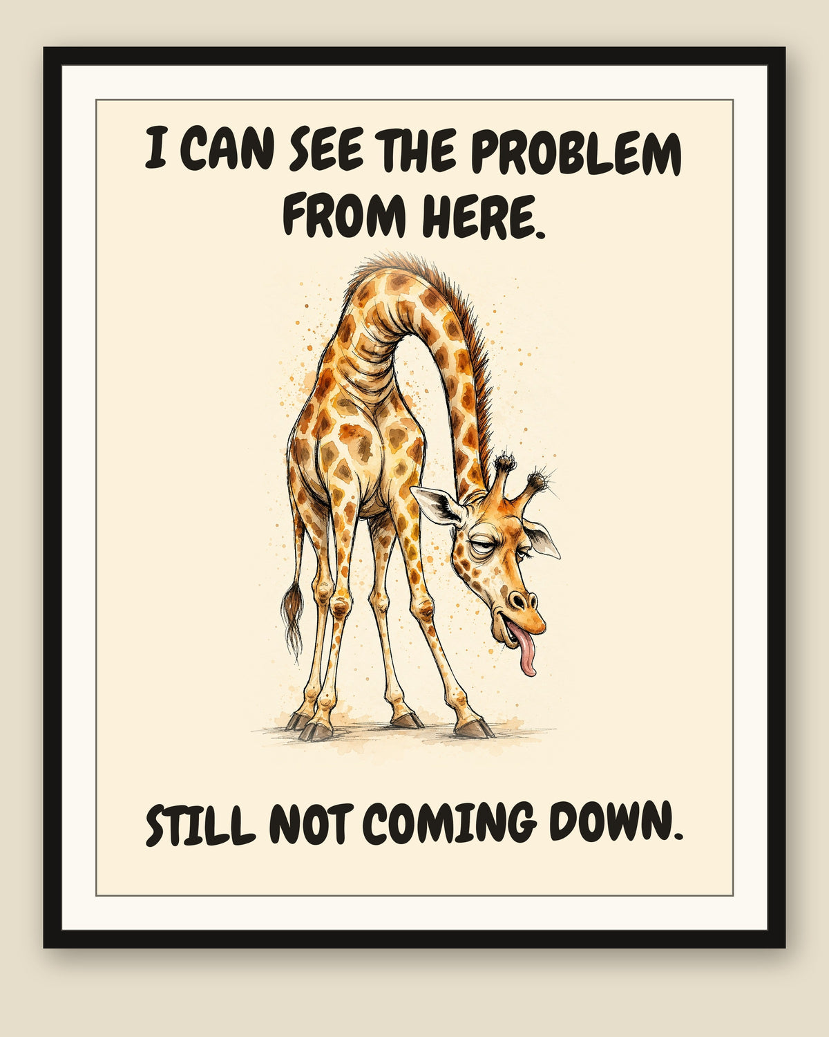 The same print shown framed with a cream mat — frame for display only, not included