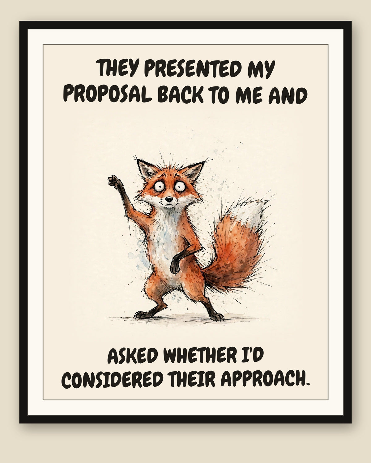 The same print shown framed with a cream mat — frame for display only, not included