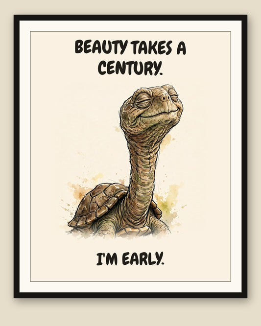 The same print shown framed with a cream mat — frame for display only, not included