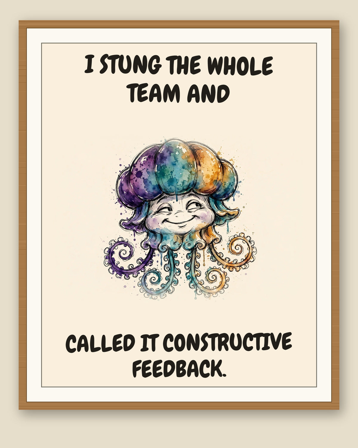 The same print shown framed with a cream mat — frame for display only, not included