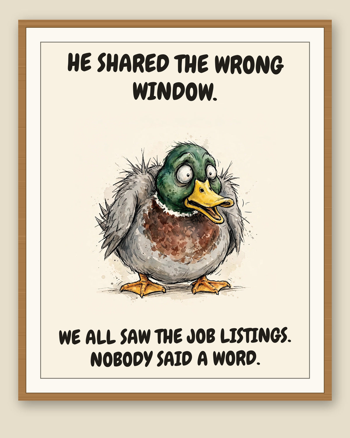 The same print shown framed with a cream mat — frame for display only, not included