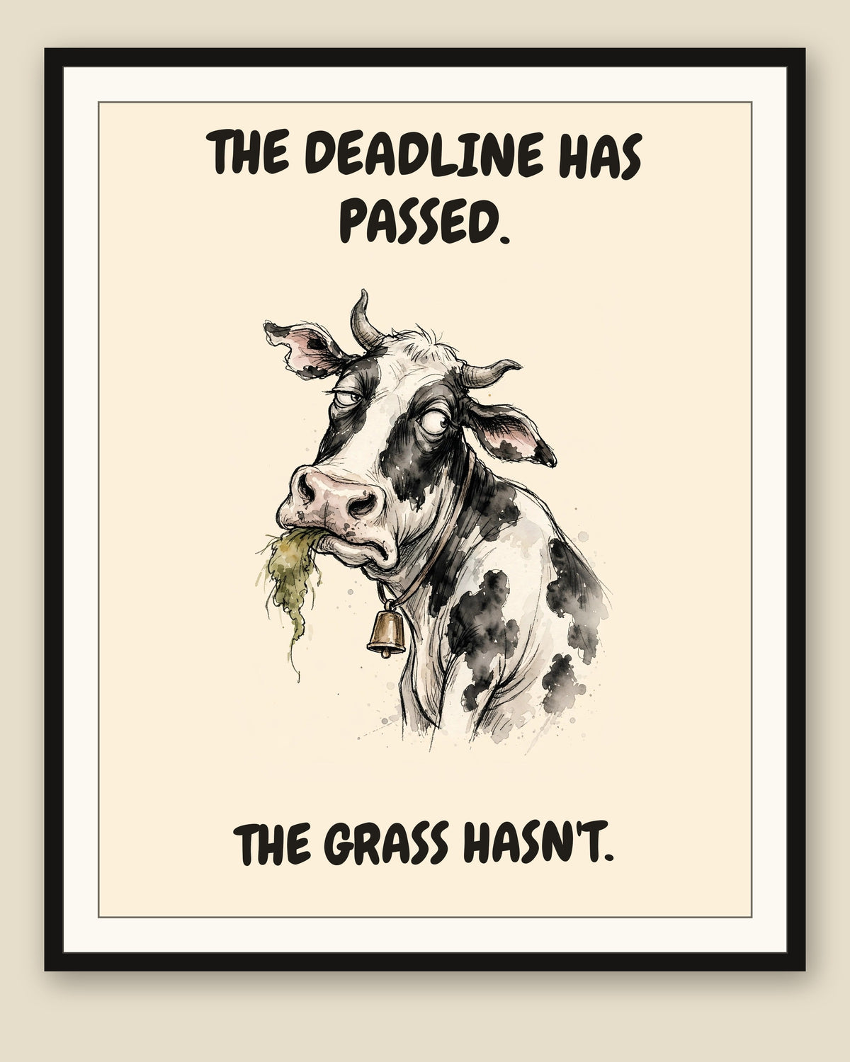 The same print shown framed with a cream mat — frame for display only, not included