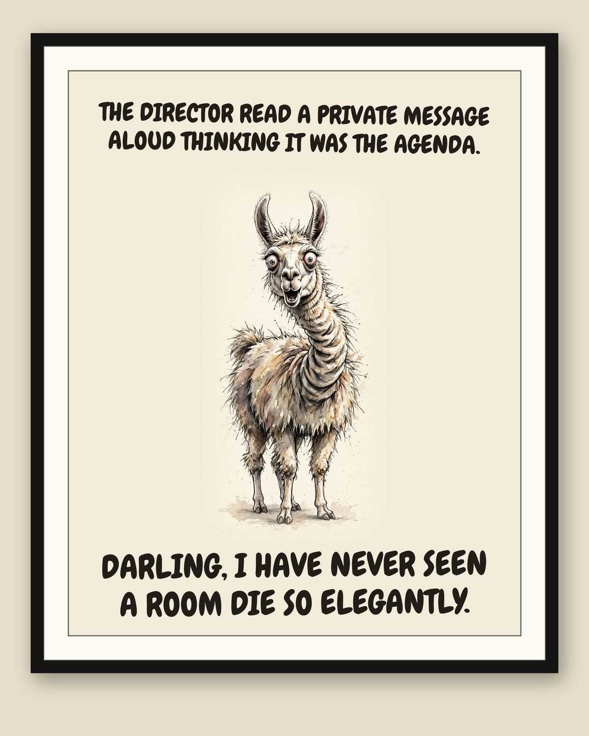 The same print shown framed with a cream mat — frame for display only, not included