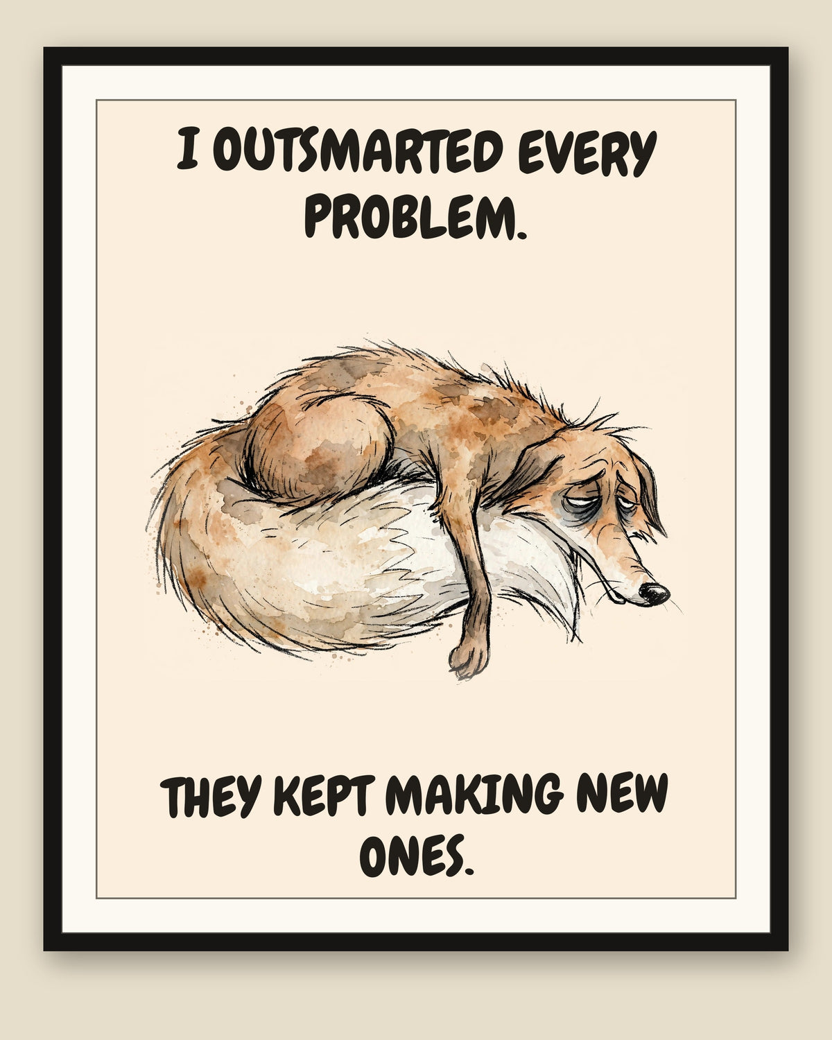 The same print shown framed with a cream mat — frame for display only, not included