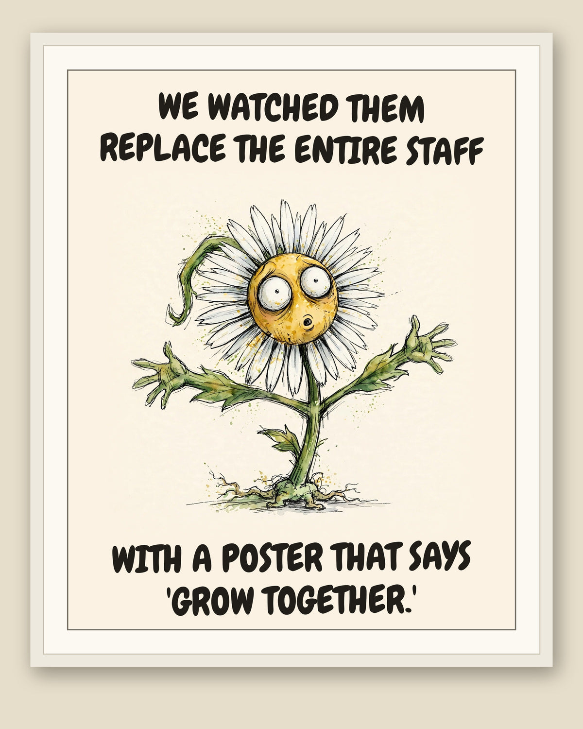 The same print shown framed with a cream mat — frame for display only, not included