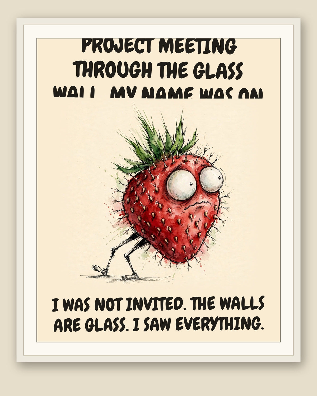 The same print shown framed with a cream mat — frame for display only, not included