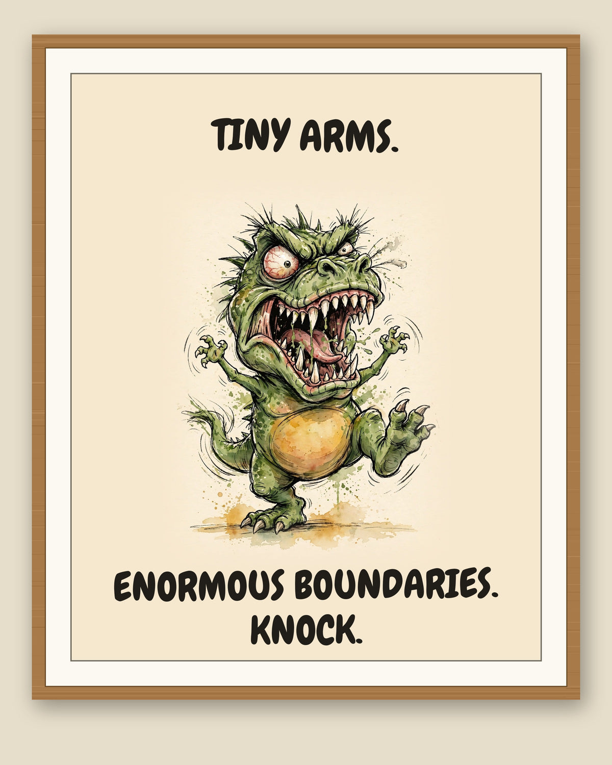 The same print shown framed with a cream mat — frame for display only, not included