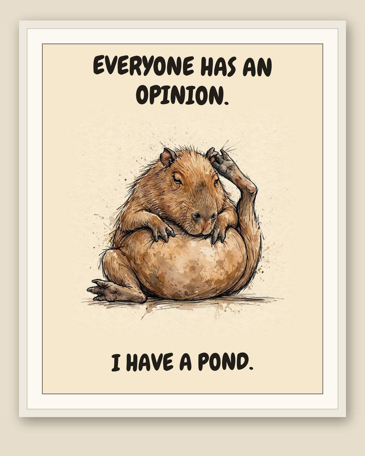 The same print shown framed with a cream mat — frame for display only, not included