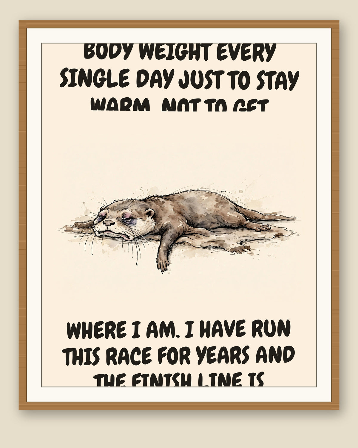 The same print shown framed with a cream mat — frame for display only, not included