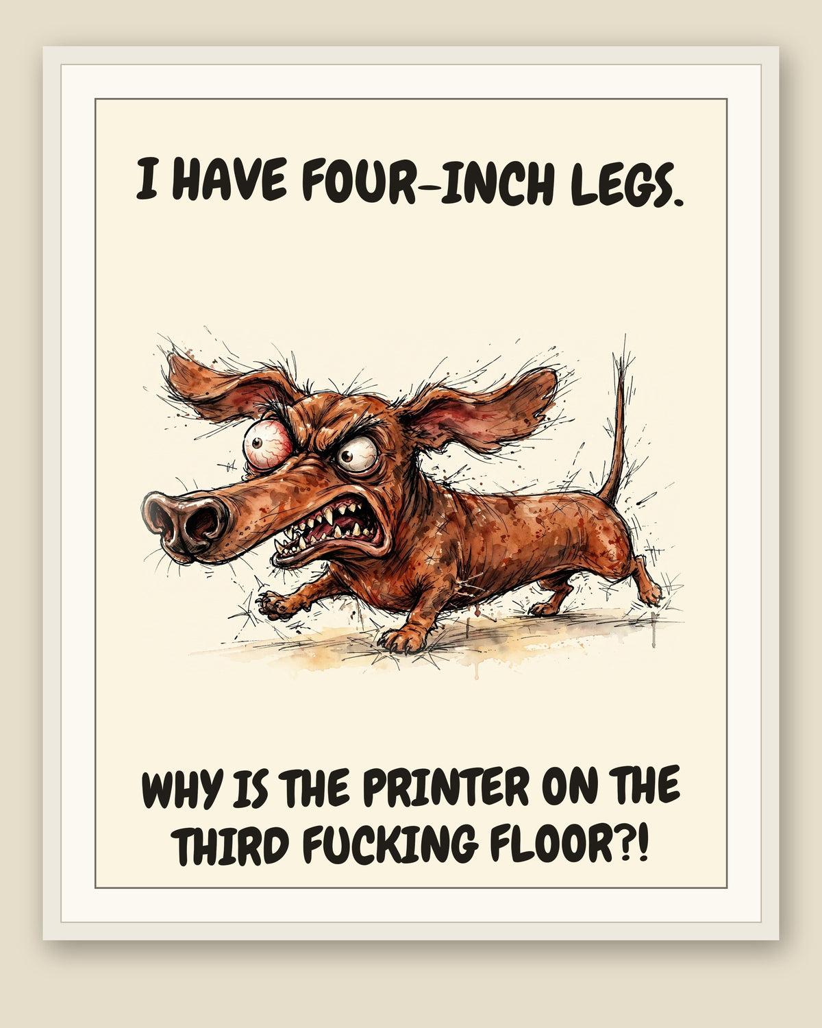 The same print shown framed with a cream mat — frame for display only, not included