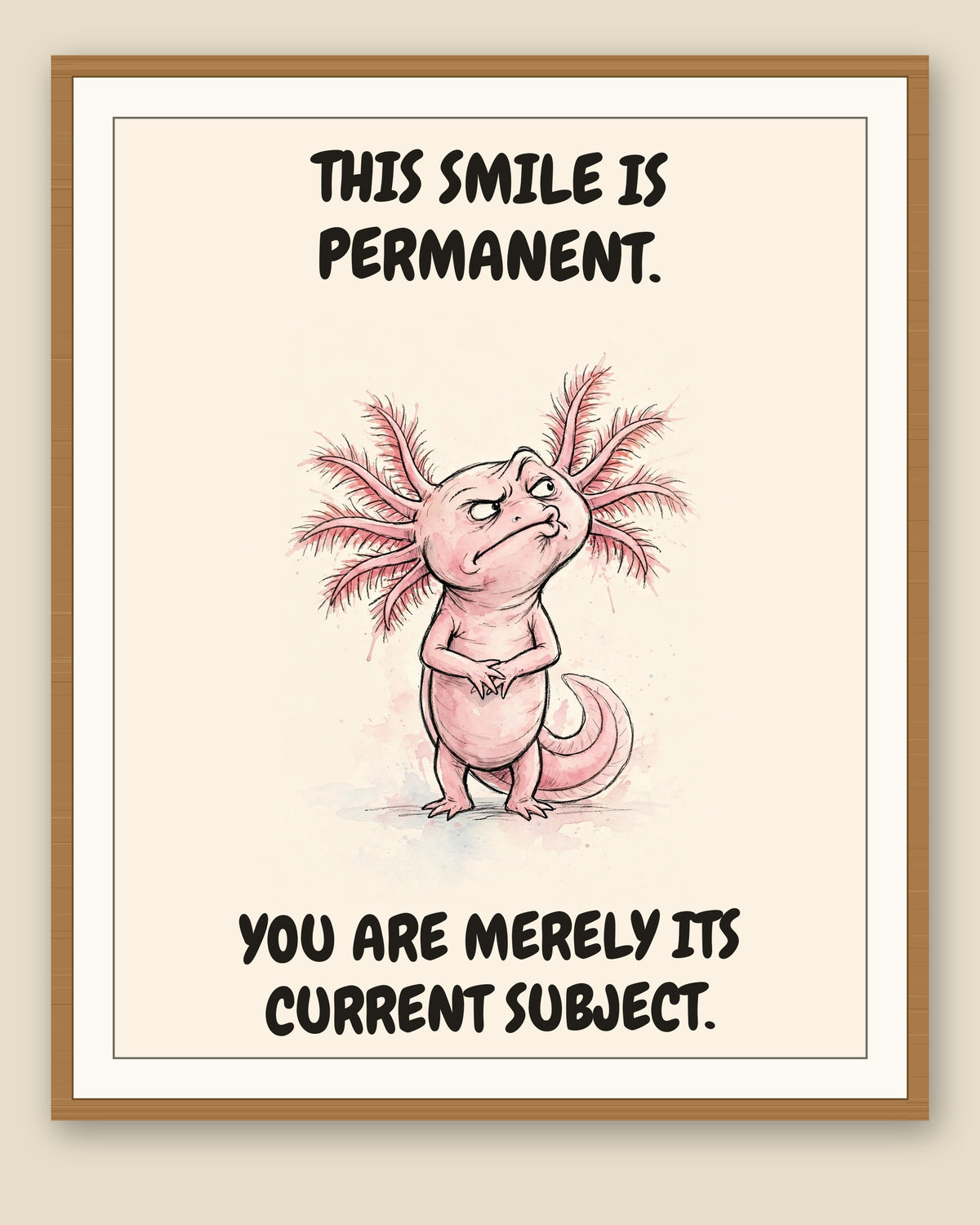 The same print shown framed with a cream mat — frame for display only, not included