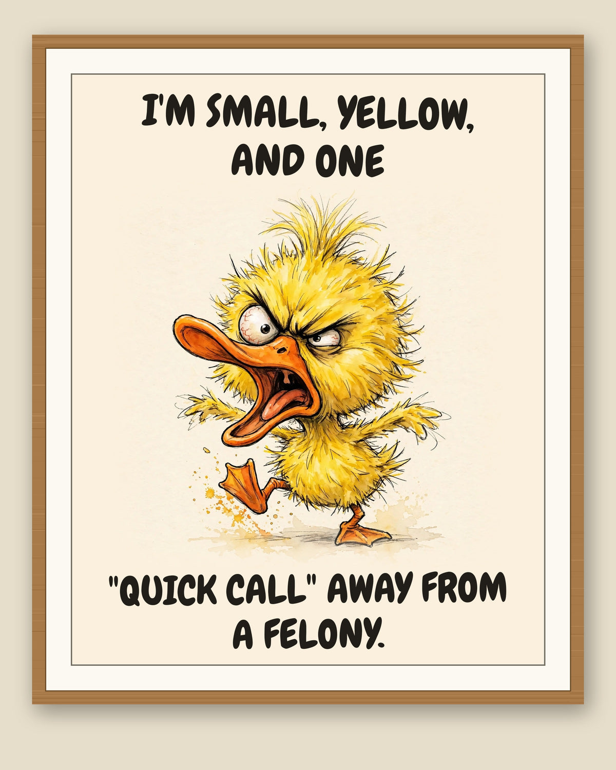 The same print shown framed with a cream mat — frame for display only, not included