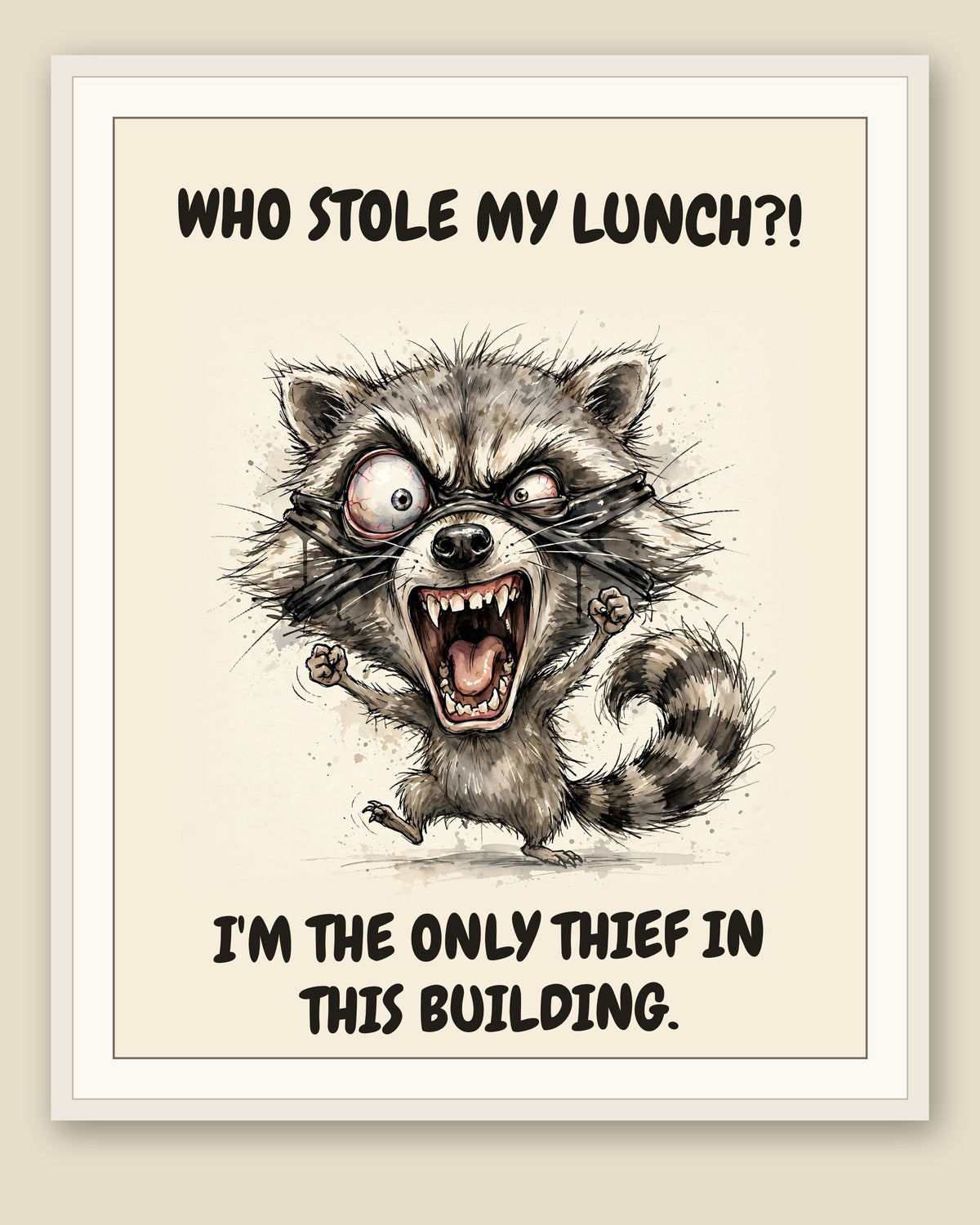The same print shown framed with a cream mat — frame for display only, not included