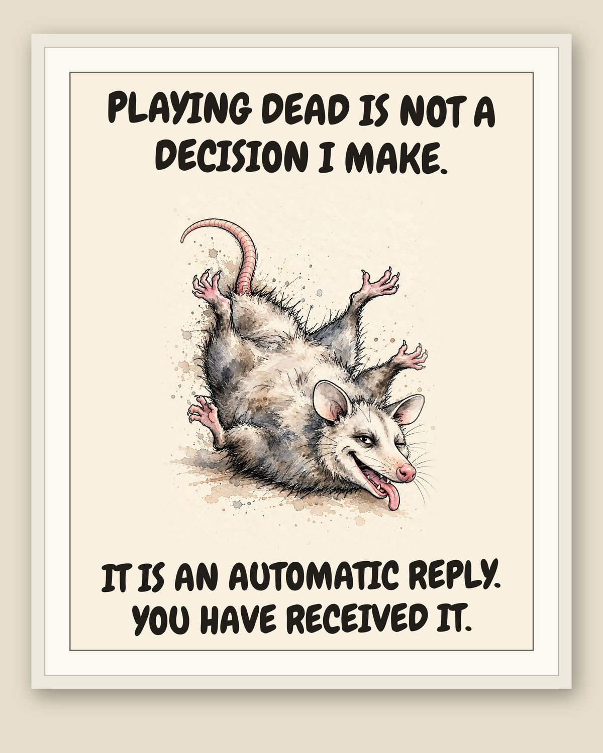 The same print shown framed with a cream mat — frame for display only, not included