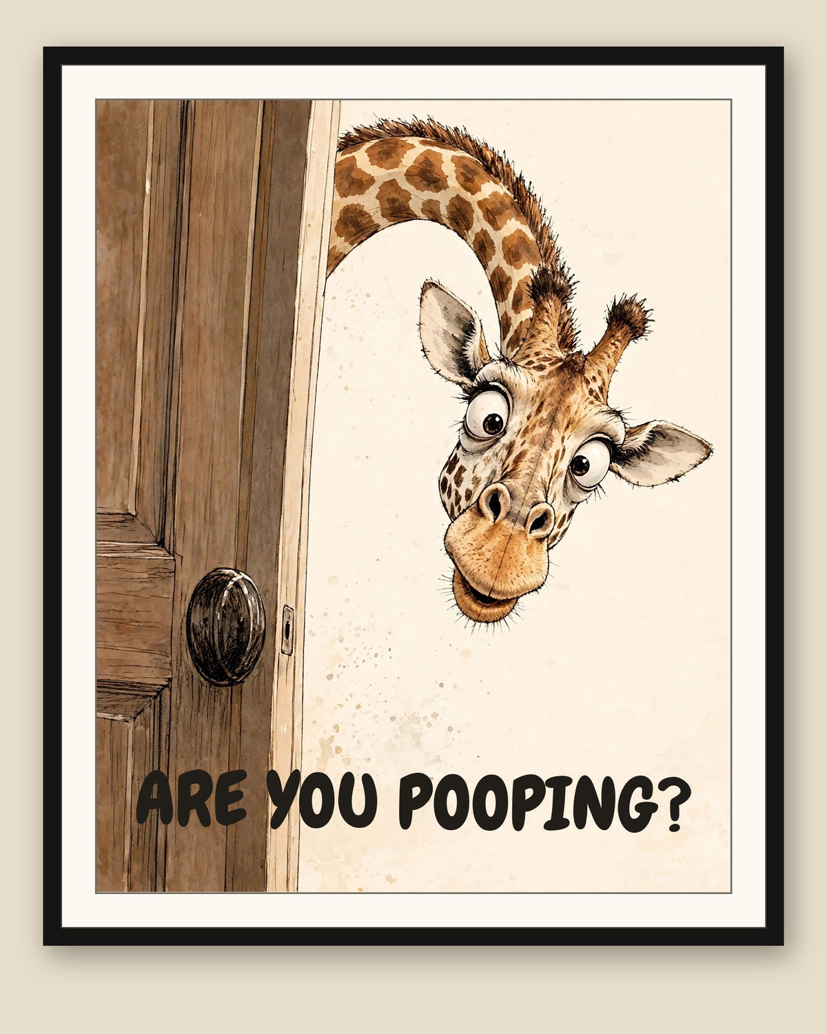 The same print shown framed with a cream mat — frame for display only, not included