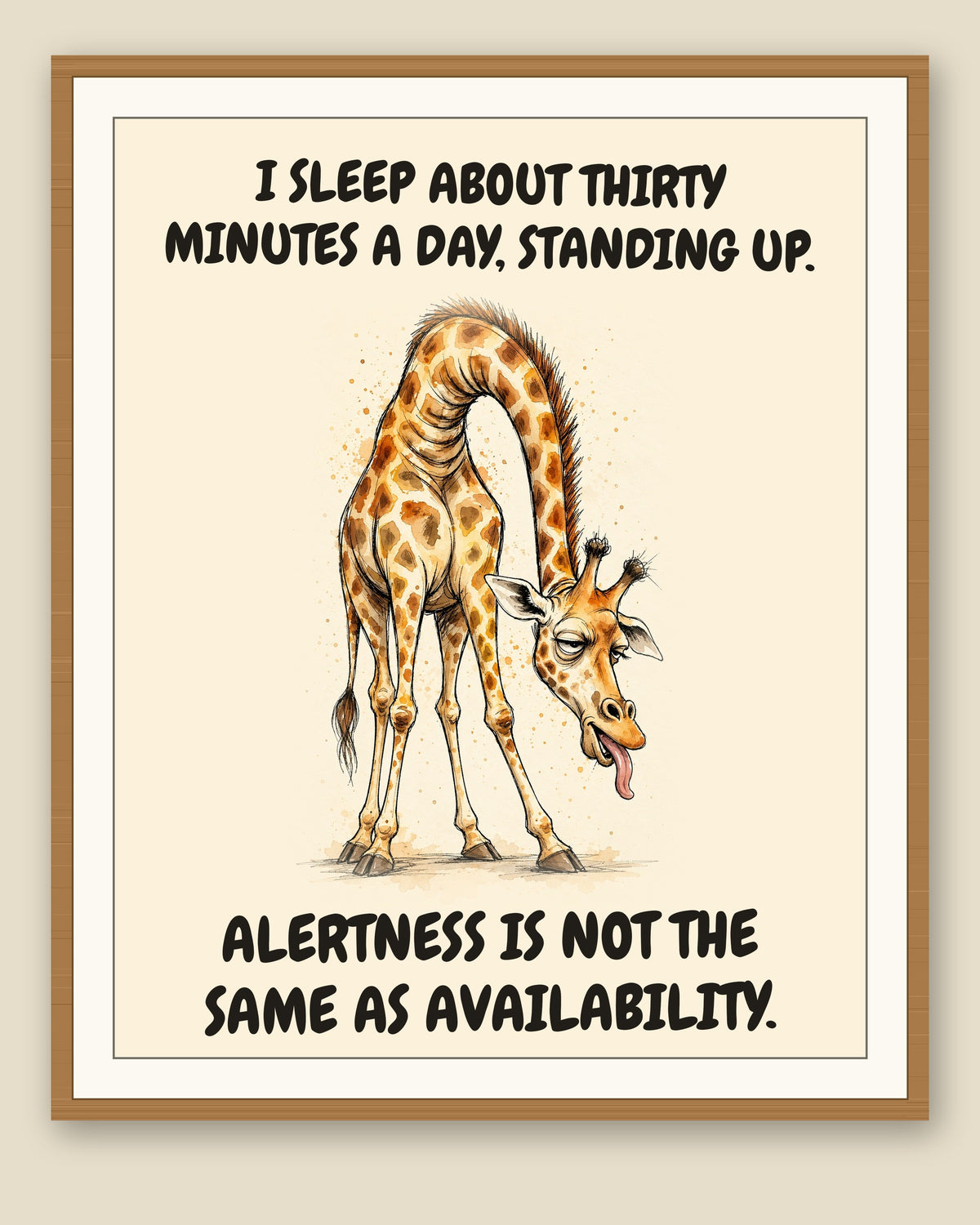The same print shown framed with a cream mat — frame for display only, not included