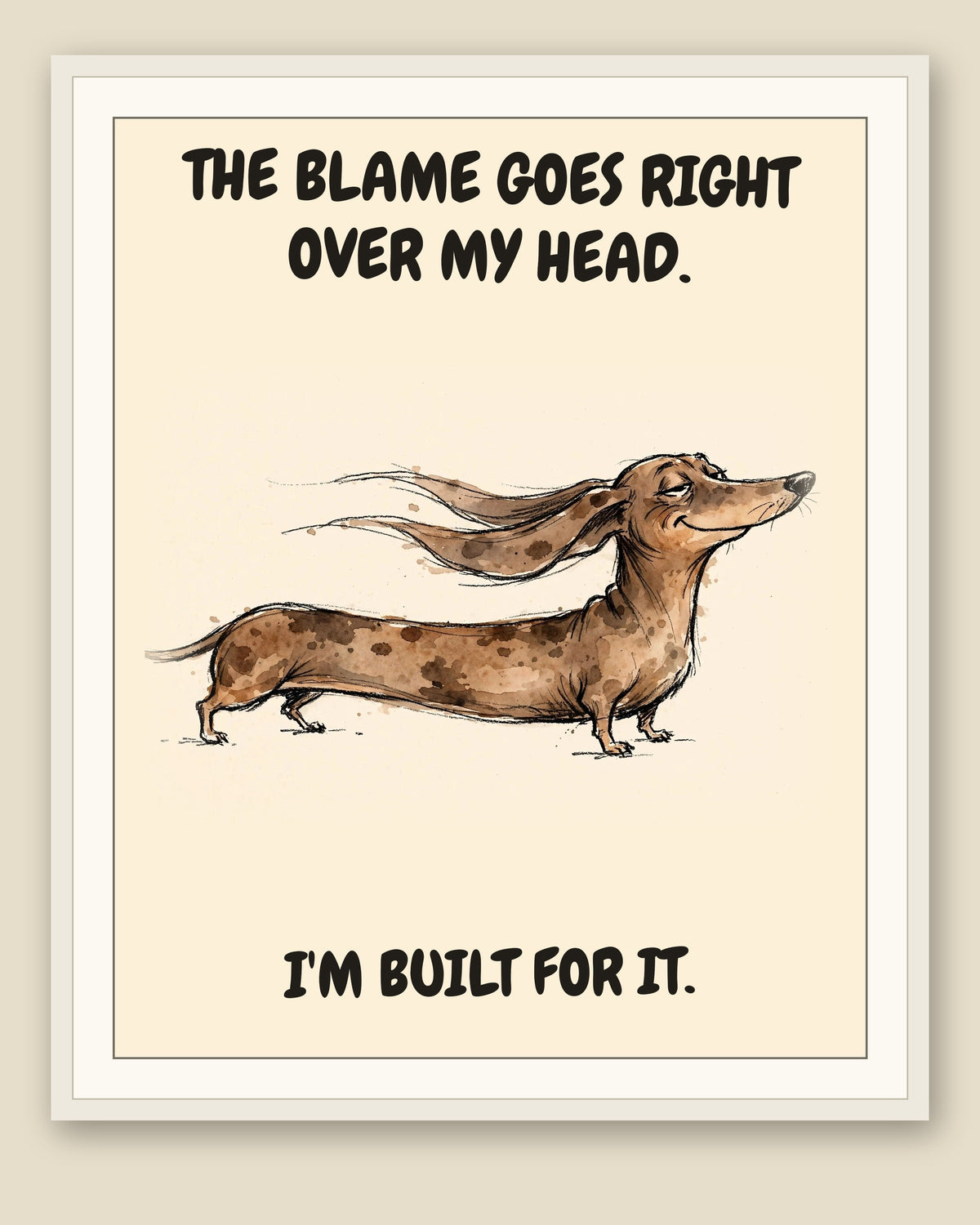 The same print shown framed with a cream mat — frame for display only, not included