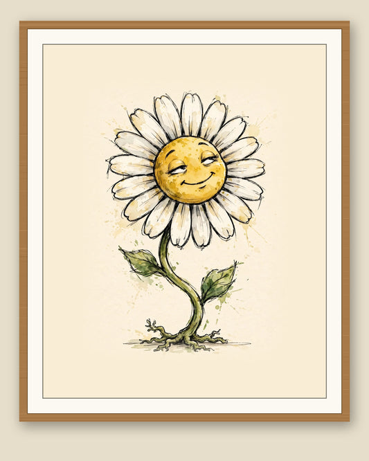 The same wordless print shown framed with a cream mat — frame for display only, not included
