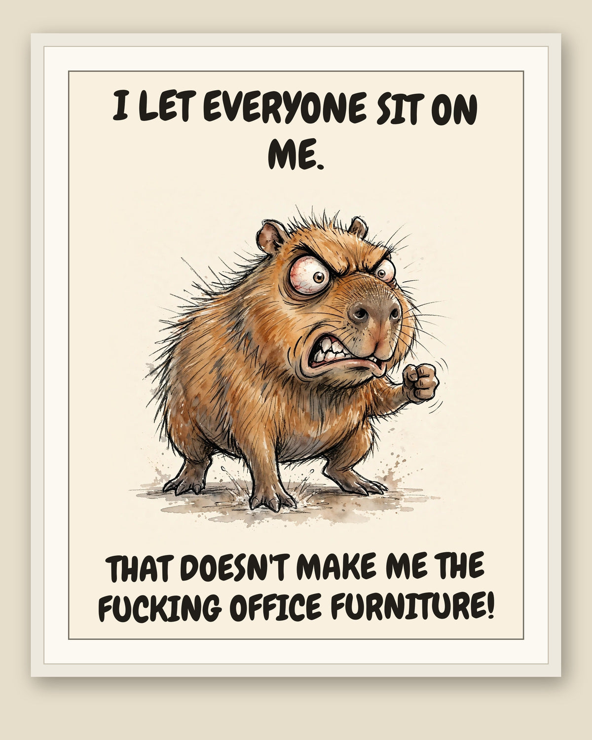 The same print shown framed with a cream mat — frame for display only, not included