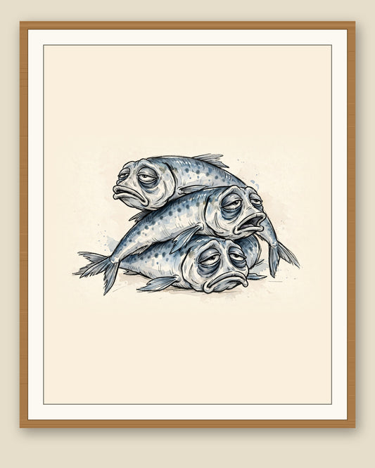 The same wordless print shown framed with a cream mat — frame for display only, not included