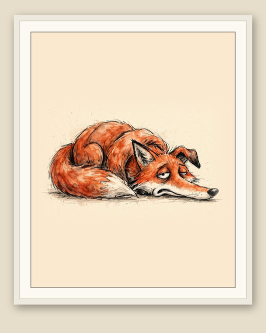 The same wordless print shown framed with a cream mat — frame for display only, not included