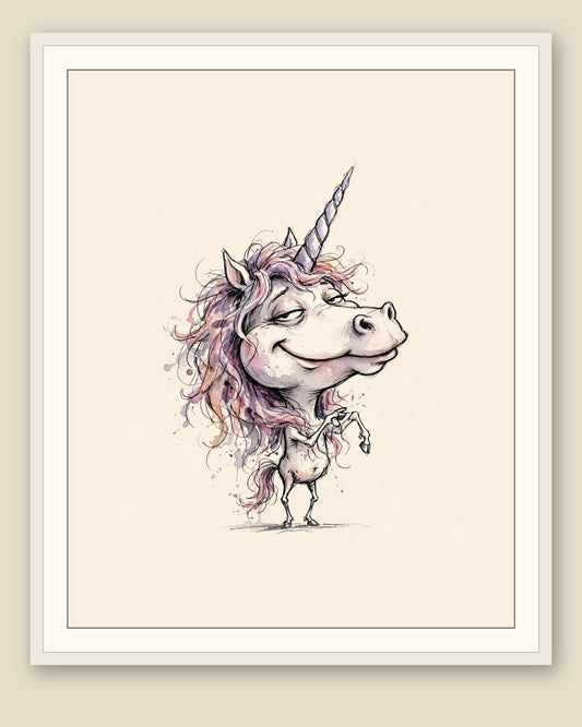 The same wordless print shown framed with a cream mat — frame for display only, not included