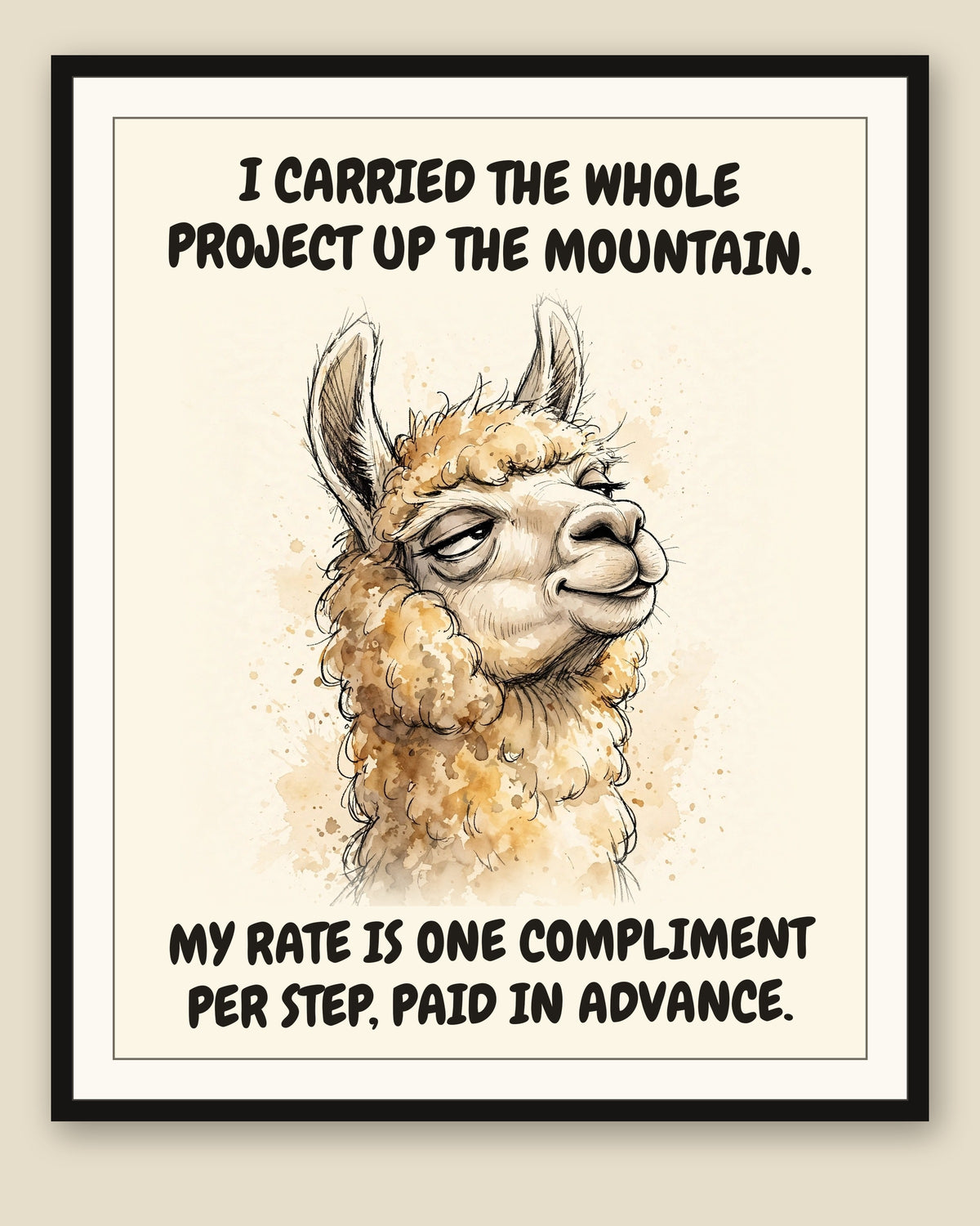 The same print shown framed with a cream mat — frame for display only, not included