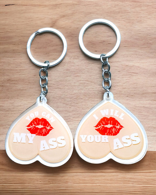 Kiss my ass acrylic keychain