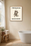 The same print shown hanging in a bathroom — frame for display only, not included