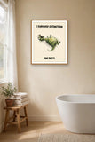 The same print shown hanging in a bathroom — frame for display only, not included