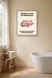 The same print shown hanging in a bathroom — frame for display only, not included